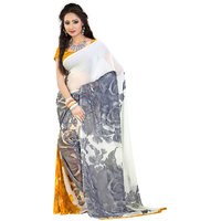 Lookslady Printed Beige & Yellow Georgette  Saree