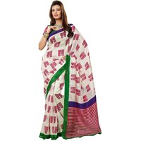 Prafful White-Pink silk Sari with Unstiched Blouse