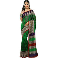 Prafful White-Red silk Sari with Unstiched Blouse