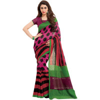 Prafful Pink Jute Silk Saree With Unstiched Blouse GS99138