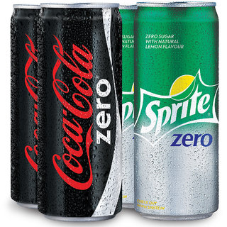 Coca-Cola Zero and Sprite Zero 300ml Can Combo (Pack of 4)