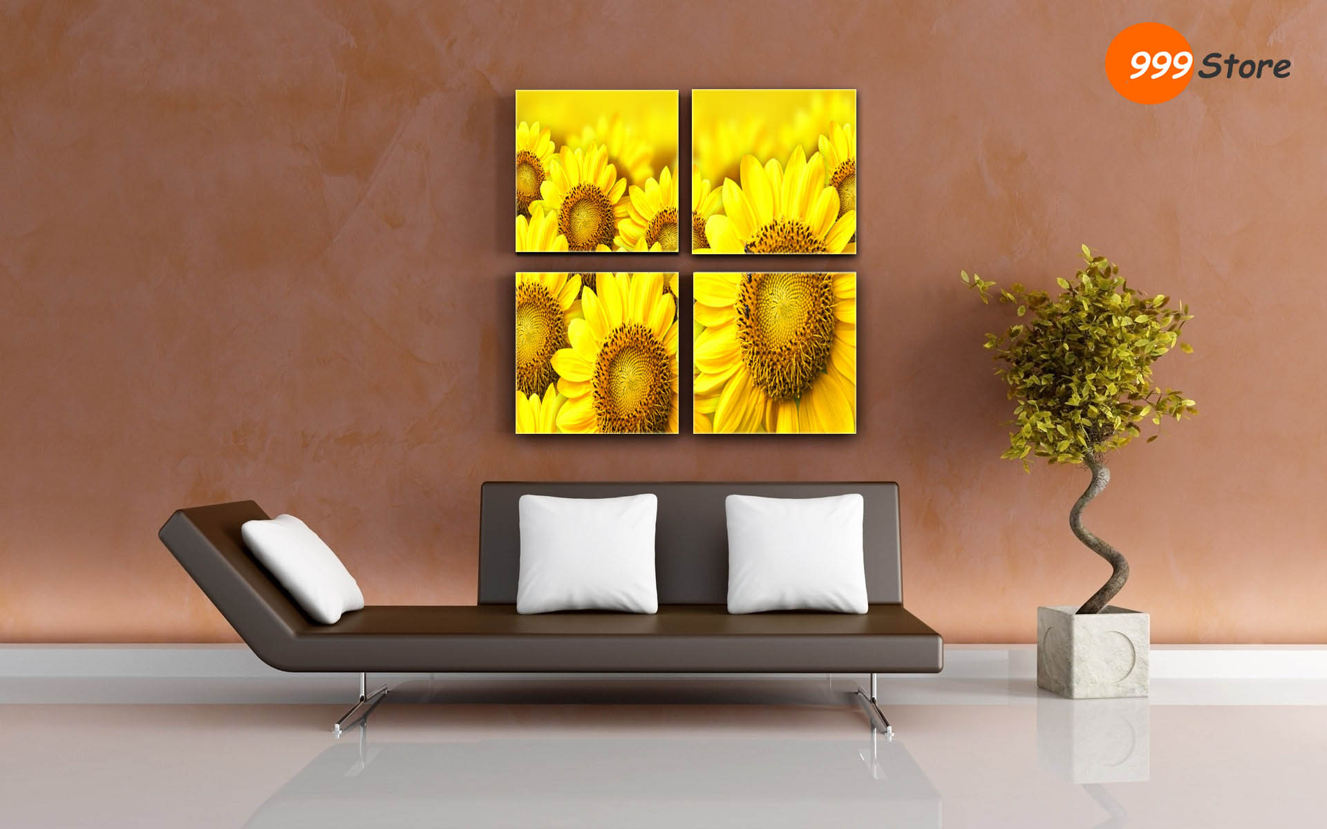 Buy Multiple frames Living Room Sun Flowers Canvas Printed Wall Art ...
