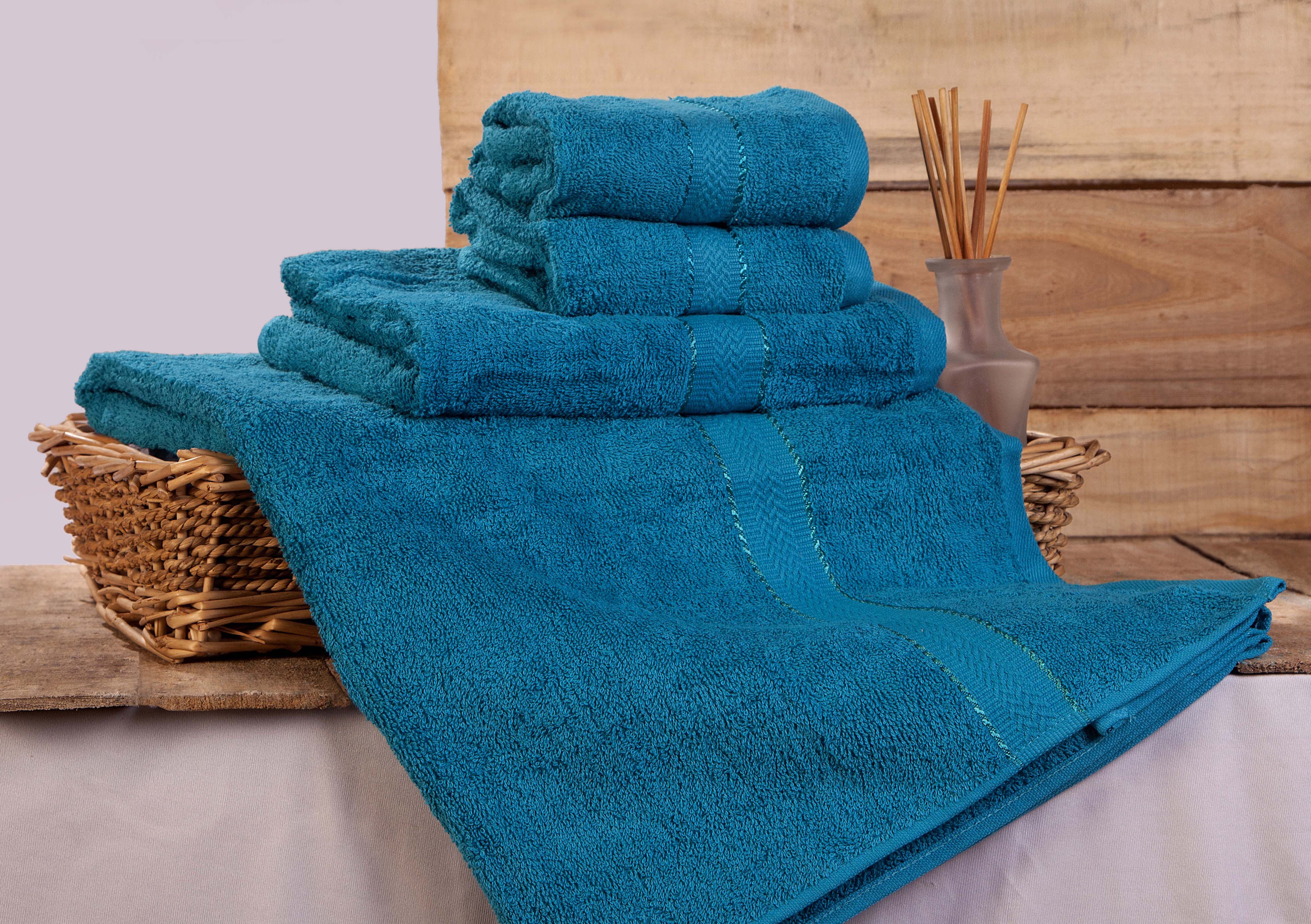 Home Essentials Solid Collection Towel Gift Set- Set of 4 (Teal Sachet ...