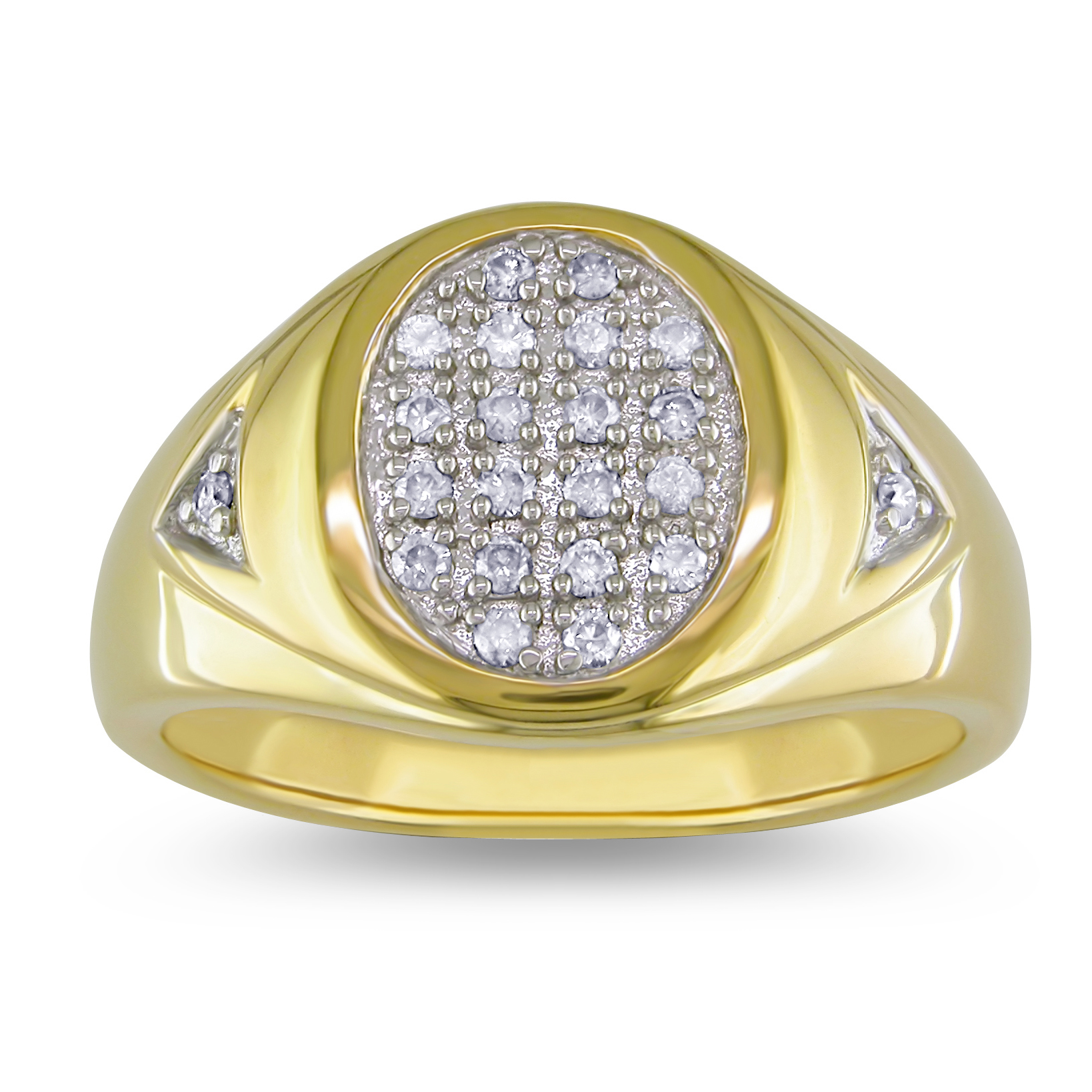 Casual Wear Certified 0.42Ct Real Diamond Gents Ring in 14k Yellow Gold