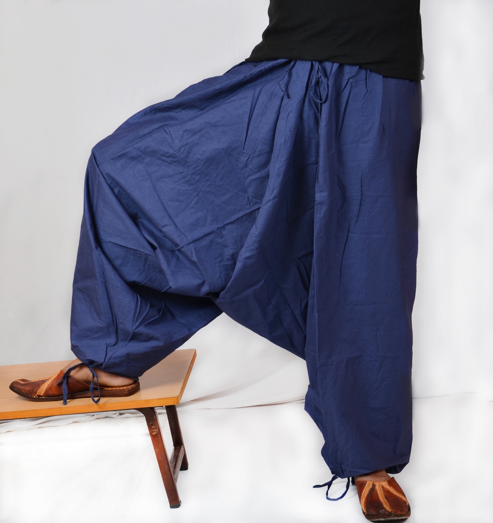 Indian Men's Blue Color Cotton Harem Pants Trouser Bottoms