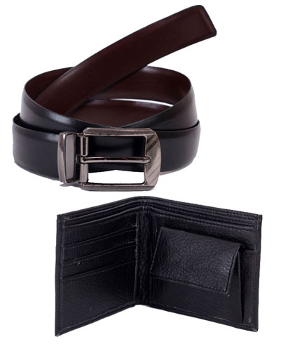 Mens Leather Belt + Leather Wallet