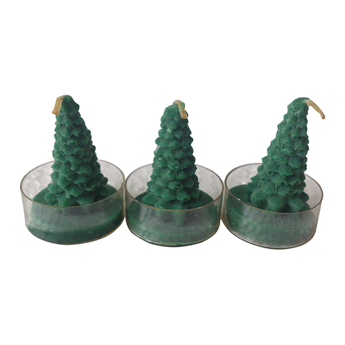 Set Of Three Green Chirstmas Tree Candles By Returnfavors